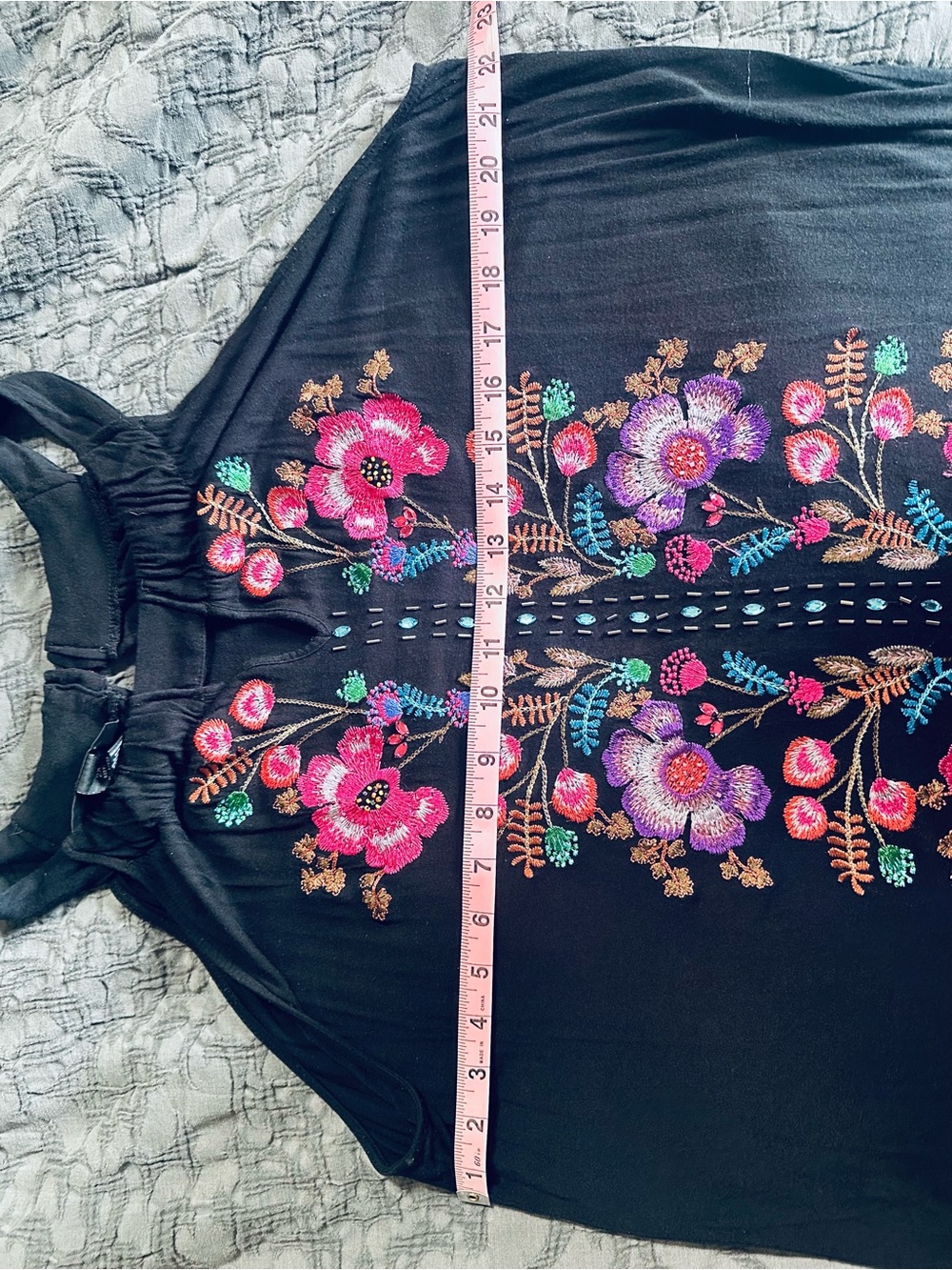 INC Floral Embroidered 2X  Black Tank Top - Picture 5 of 5